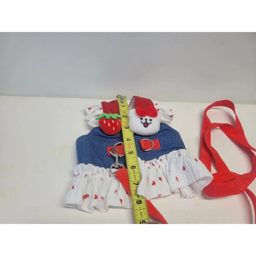 Pet Dog Cat Harness‎ Dress Leash Set Strawberry Puppy Vest Apparel S